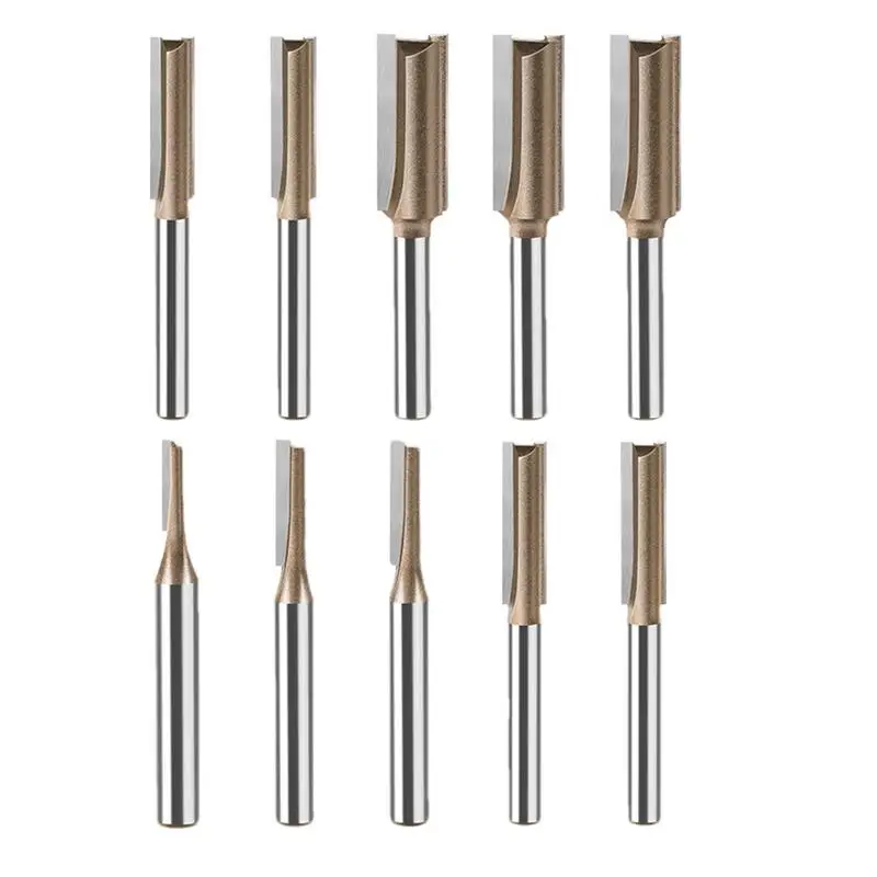 

Edging Router Bits 1/4 Inch Shank Straight Cut Router Bit Milling Cutter Woodworking Tools 10pcs Precise Cutting For Composite