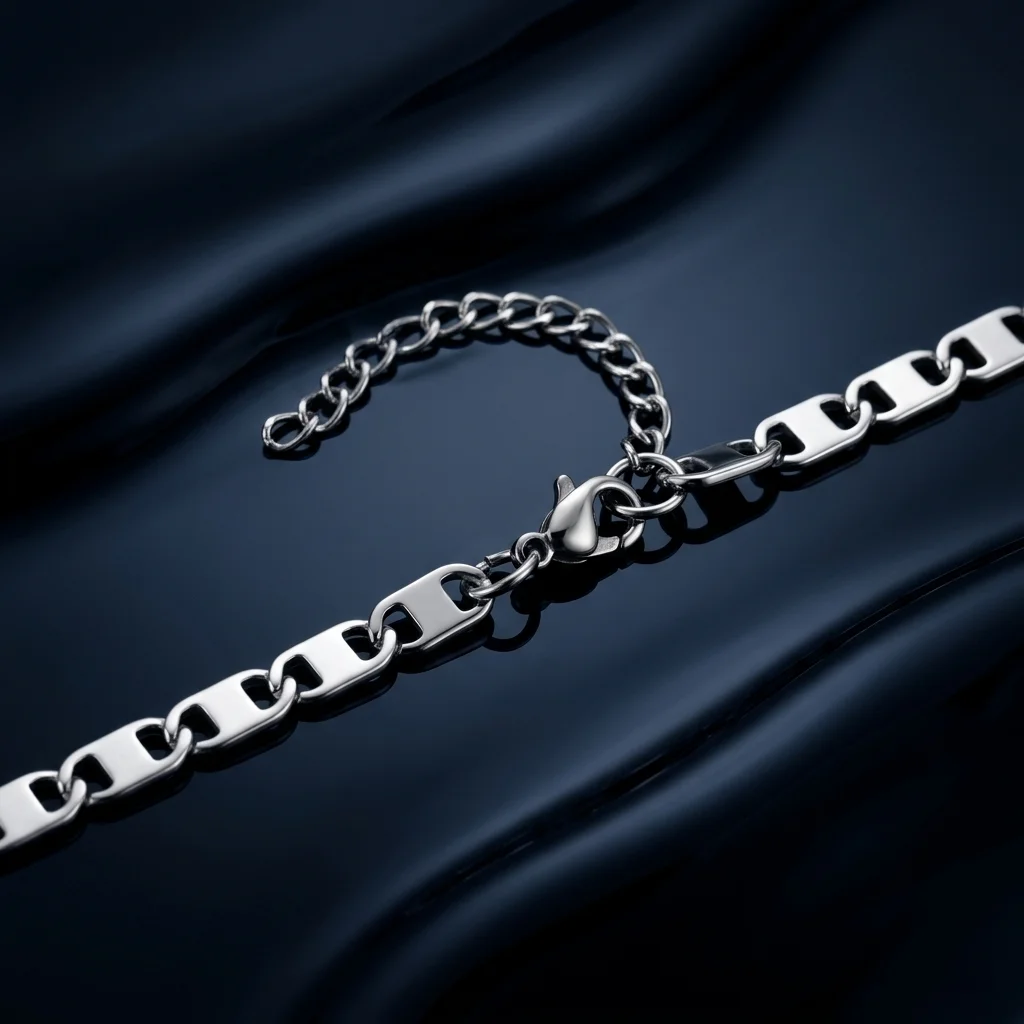 316L Stainless Steel Ladder Link Chain 58cm, Non-Tarnish H-Link Necklace, Waterproof Minimalist Hip Hop Jewelry Gold Steel