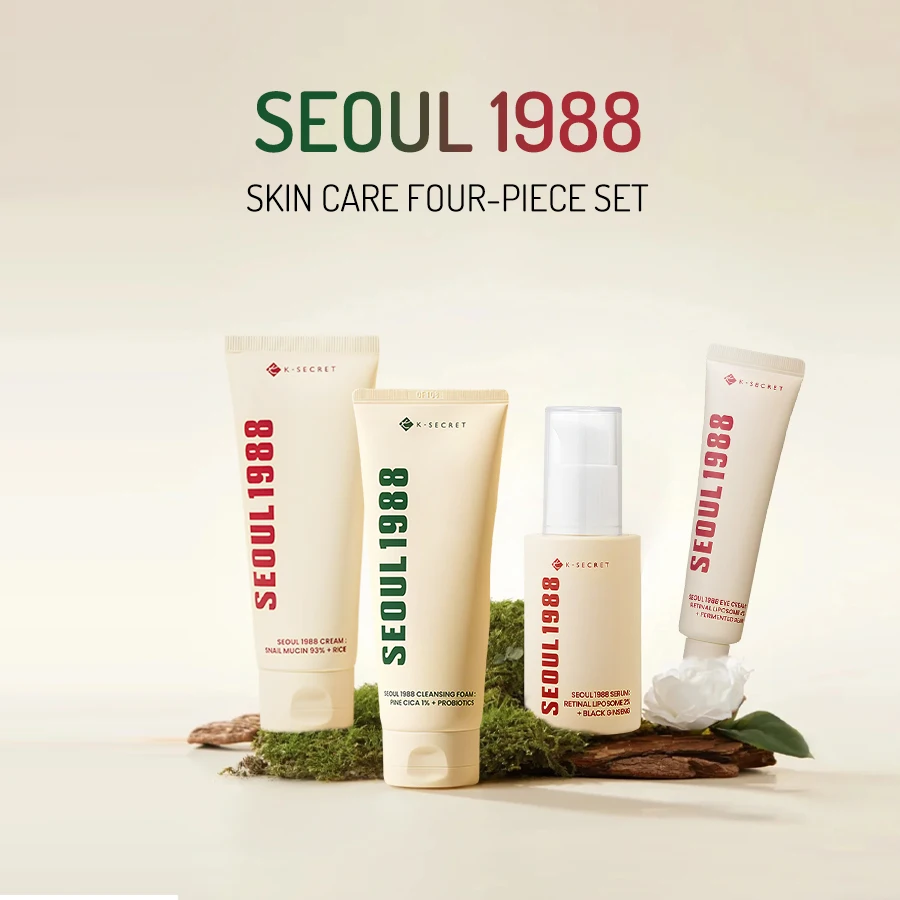 KSECRET SEOUL 1988 Cuidado de la piel, limpiador espumoso, crema para ojos, esencia iluminadora, antienvejecimiento, hidratante, mejora la elasticidad de la piel