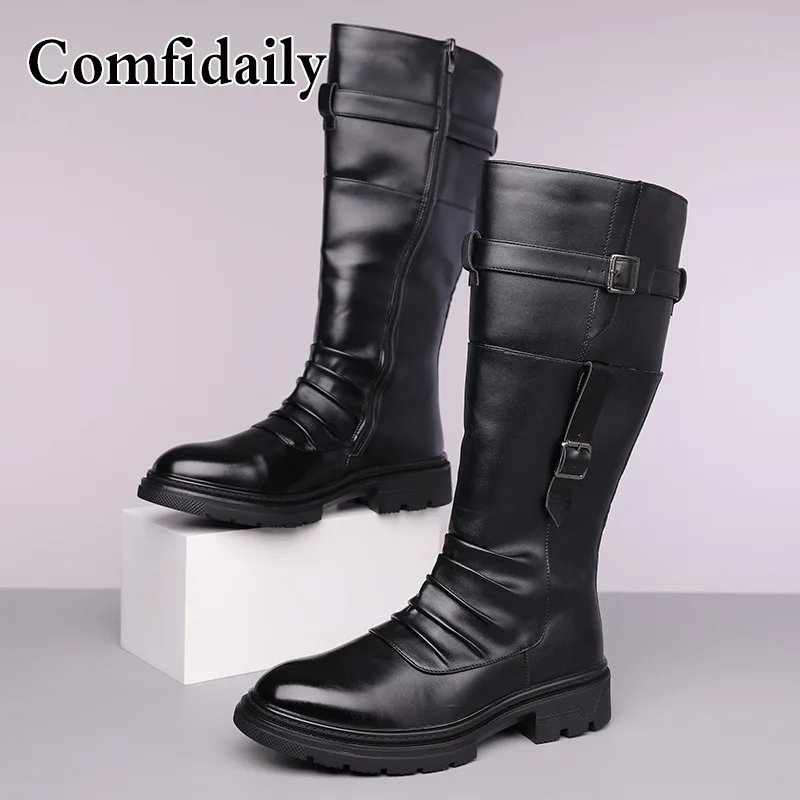 Men's Retro High Top Outdoor Motorcycle Boots Autumn Winter British Style Workwear Long Boots - view 6