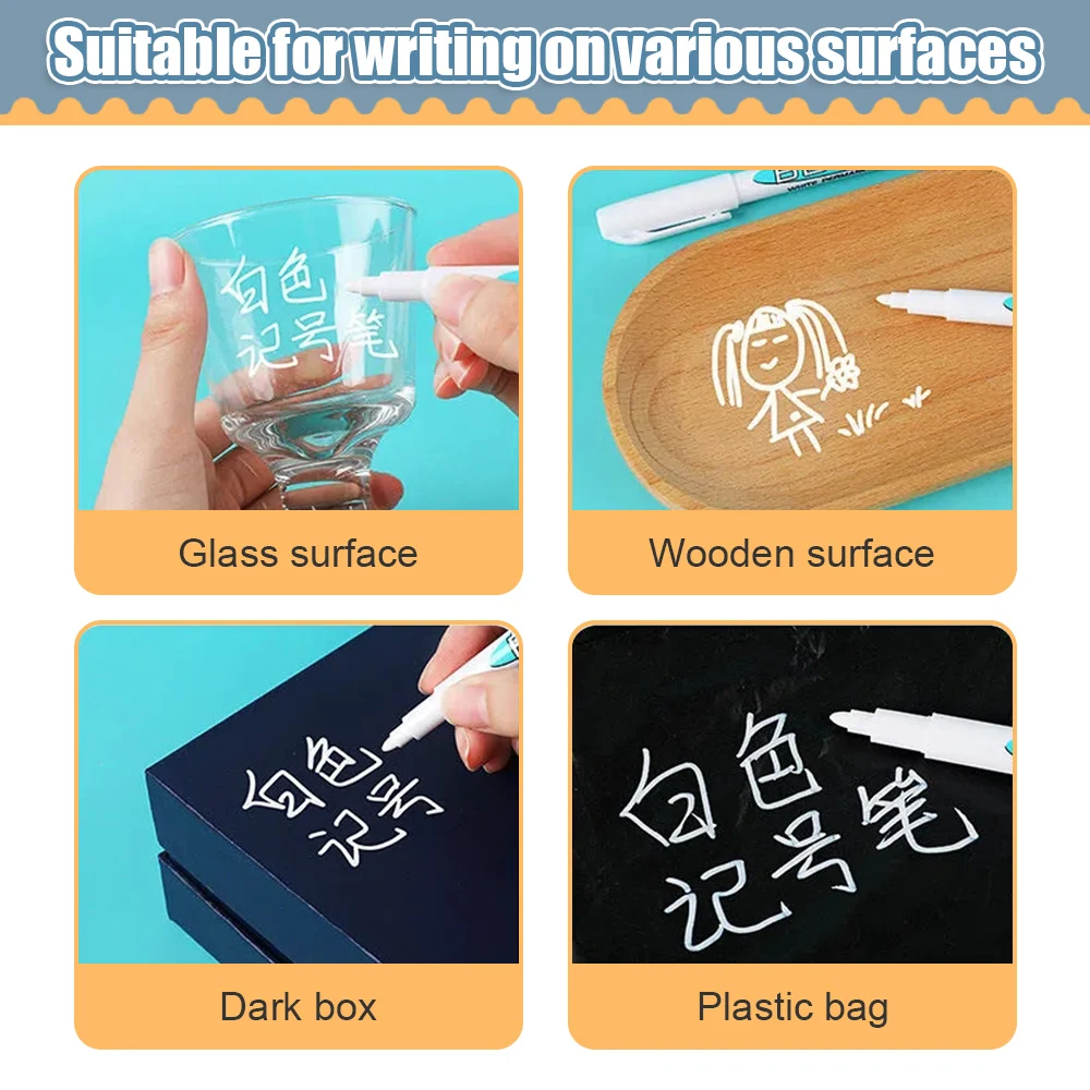 1/2 Pcs Oily Waterproof White Marker Pen Permanent Painting Graffiti Gel Pencil Painting Notebook Tread Environmental Pen