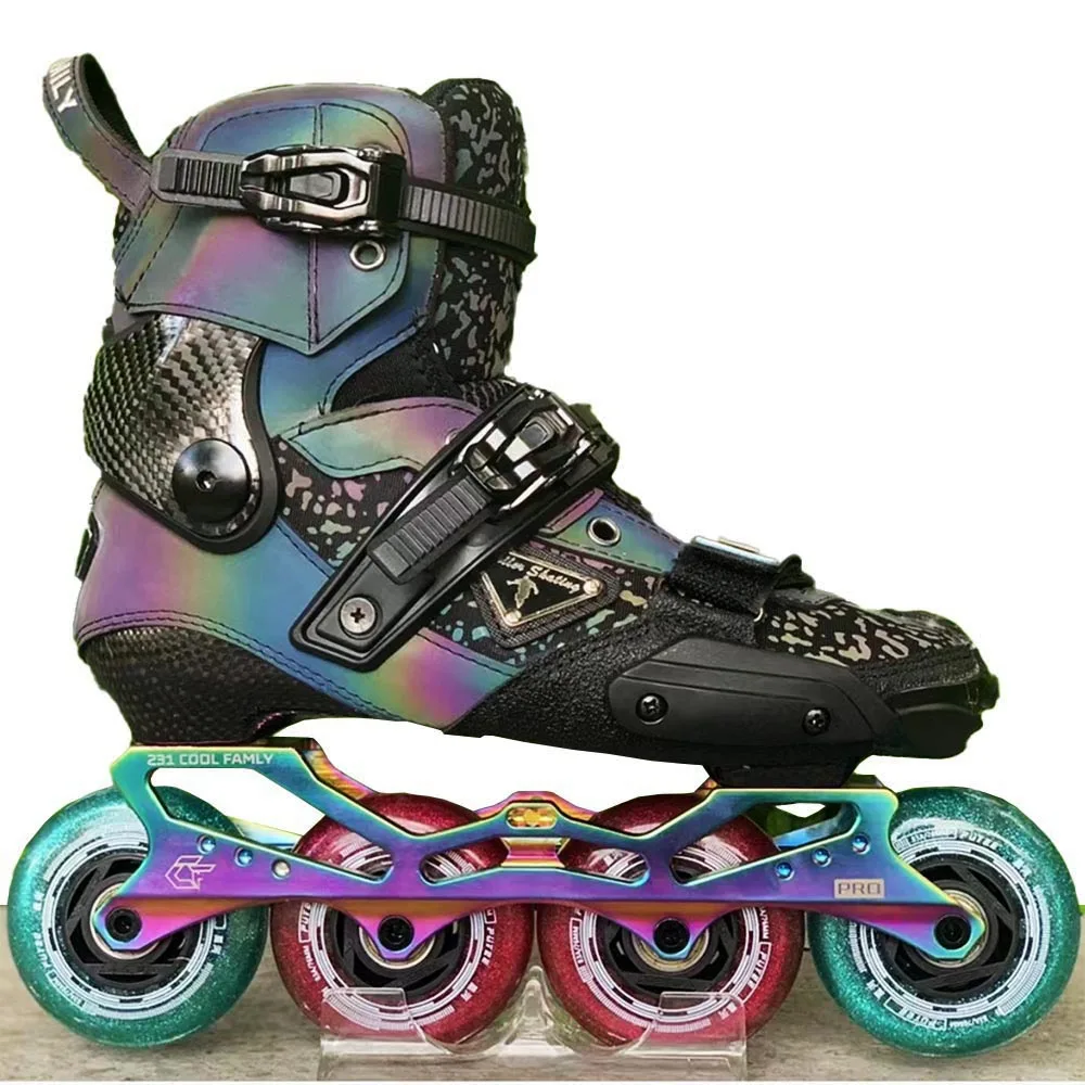 Reflective Carbon Fiber Inline Roller Skates Professional Child Adult Shoes for Slalom Sliding FSK Street Road Racing Skating