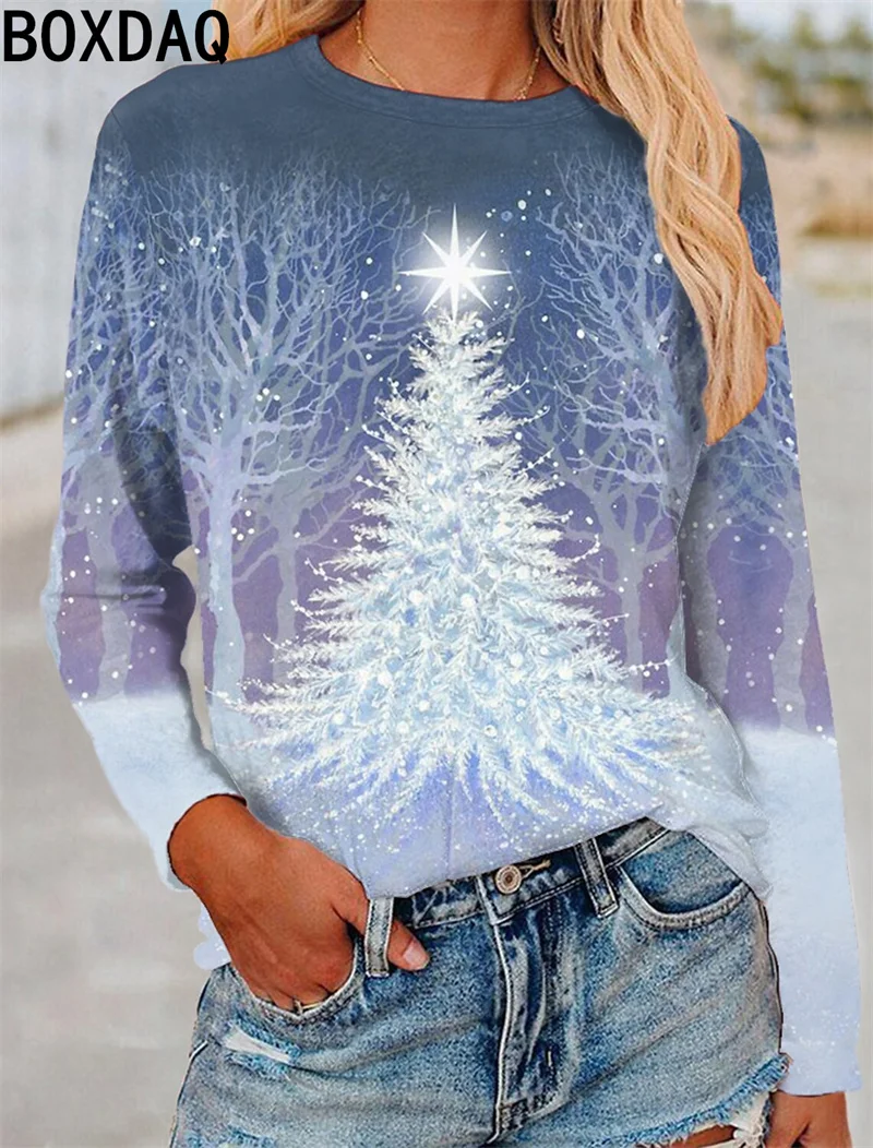 Économie College sur le thème de Noël pour femmes, t-shirts à manches longues, mode de dessin animé joyeux, vêtements pour femmes, pull d'automne, nouveau