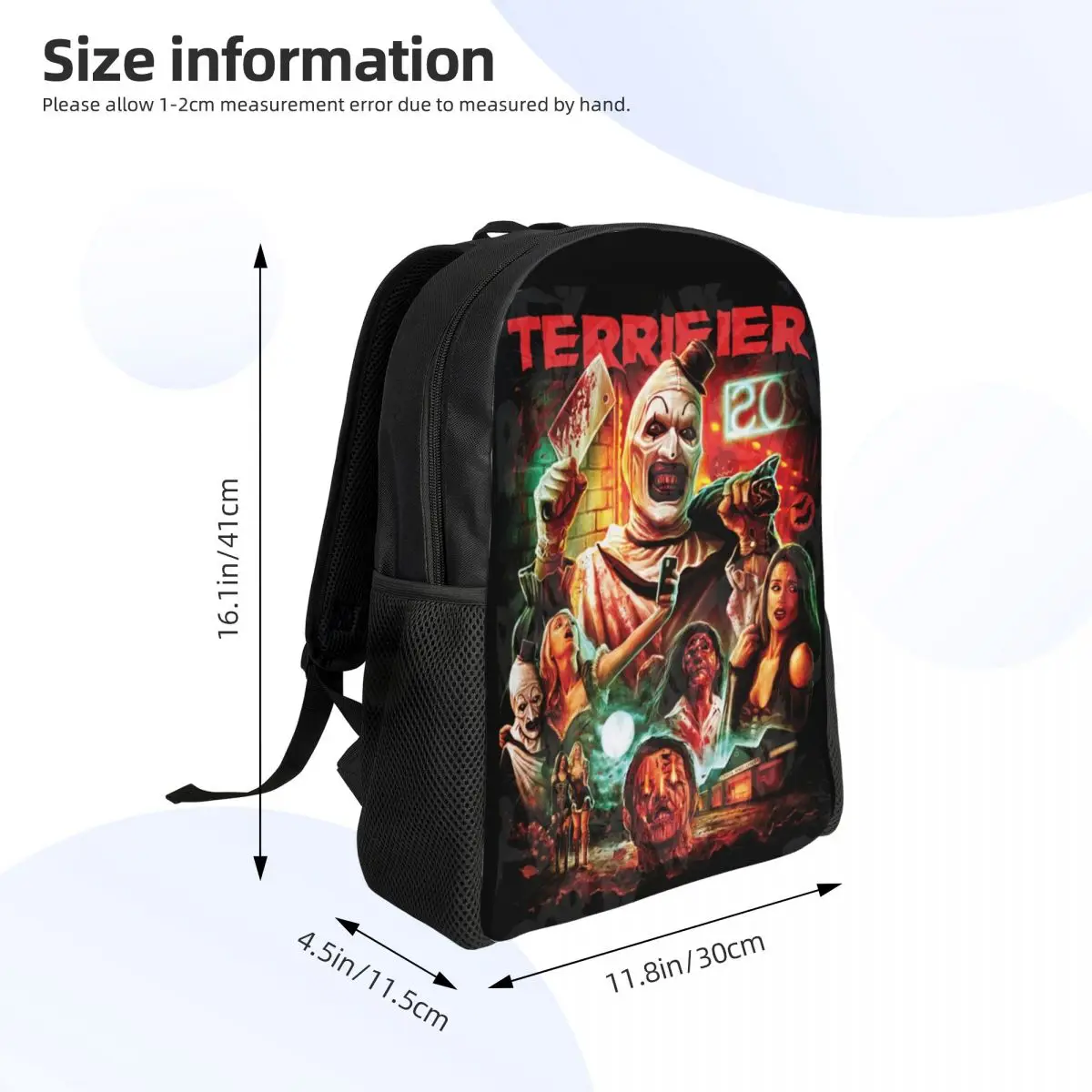 Mochila de viaje de Horror Movie Terrifier para hombres y mujeres, bolsa de libros para computadora escolar, payaso de Halloween, bolsas de día para estudiantes universitarios