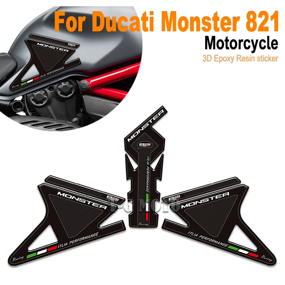 

3D Epoxy Tank Protection For Ducati Monster 821 Monster821 Motorcycle Fuel Tank Pad Knee Guard Decorative Stickers Kit