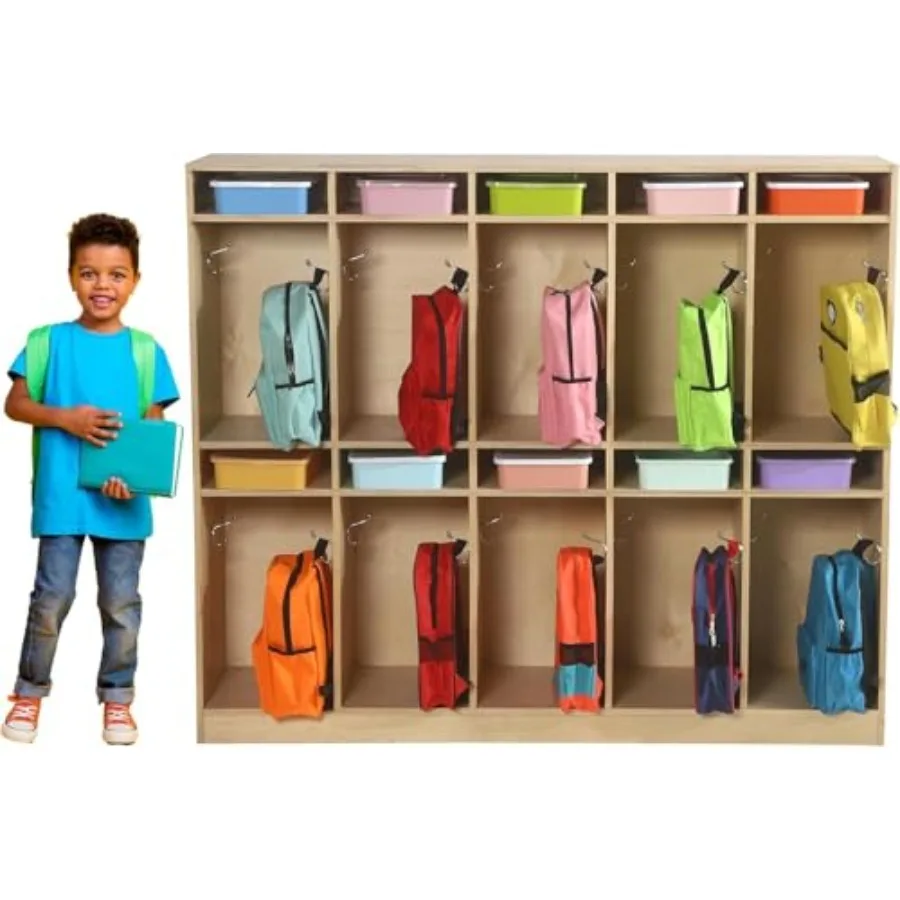 

10 Section Cubbies for Classroom - Wooden Storage Lockers for Playschool and Daycare - Perfect for Coats, Backpacks, Knapsacks,