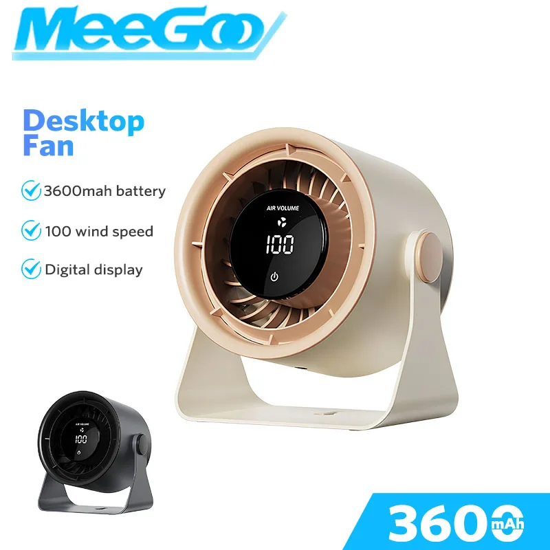 

MeeGoo Touchscreen Fan F75 Wireless Auto Rotate Fan Portable Fan Strong Wind with Battery Type c Fan Small Desk Fan Wall Fan