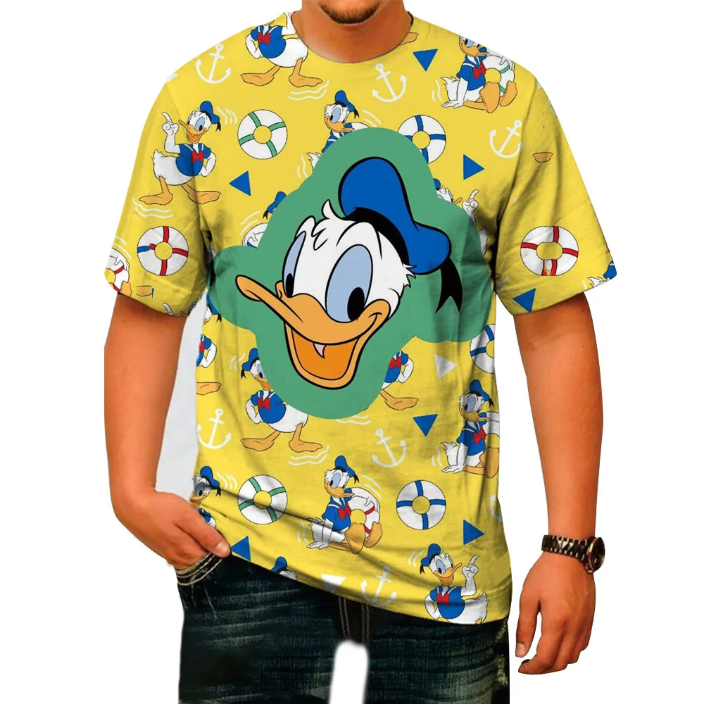 

Men's T-shirt Funny Donald Duck Cartoon Printed Kids Short-sleeved Cotton T-shirt Summer Men & Women In The Same Paragraph Top