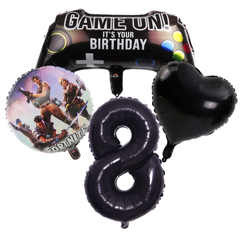 مجموعة بالونات أرقام لتزيين حفلات أعياد الميلاد للأطفال من Fortnite، لعبة قلعة ليلية للأولاد، بالونات على شكل دائري، ديكور منزلي #5