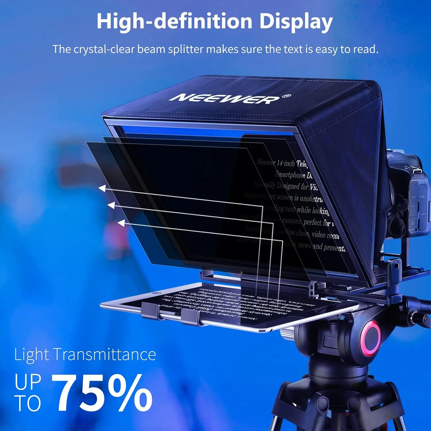 NEEWER Teleprompter X14 with RT-110 Remote & APP Control (Bluetooth Connection via NEEWER Teleprompter App), Portable No