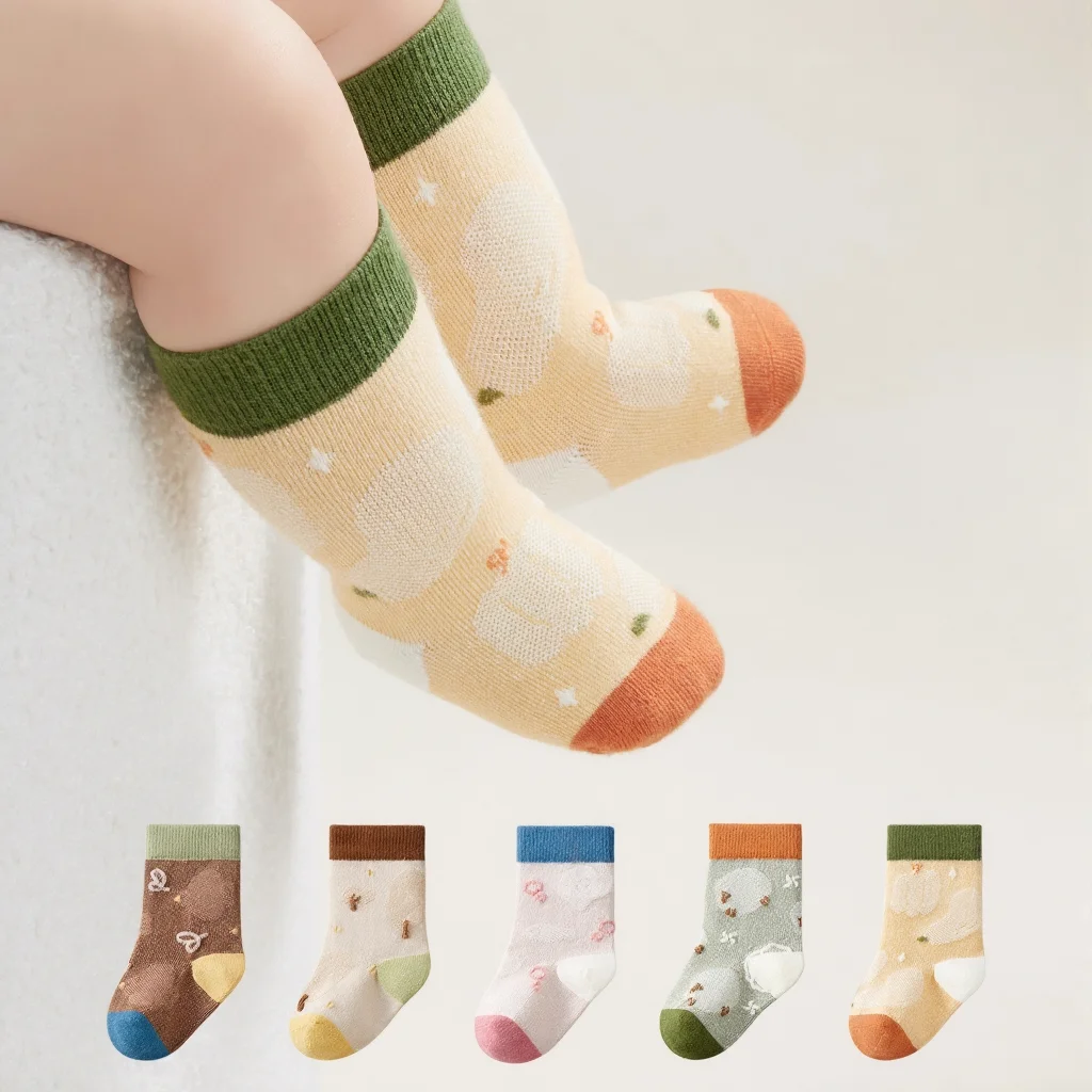 

Baby Socks Cartoon Cute Kids Sock Comfortable Warm Newborn Boys/Girls Mid Tube Socks Soft Durable Children's Socks 3 Pairs