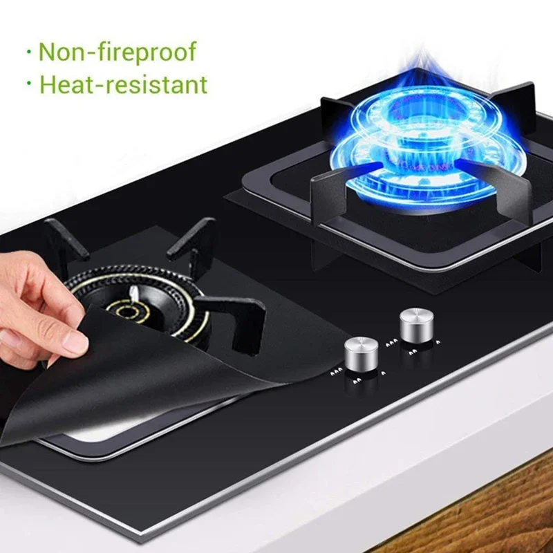 4pcs/set Protection Pad For Gas Stove Oil-proof Gas Stove Surface Cleaning Protection Pad Non-stick Reusable Gas Stove Protector