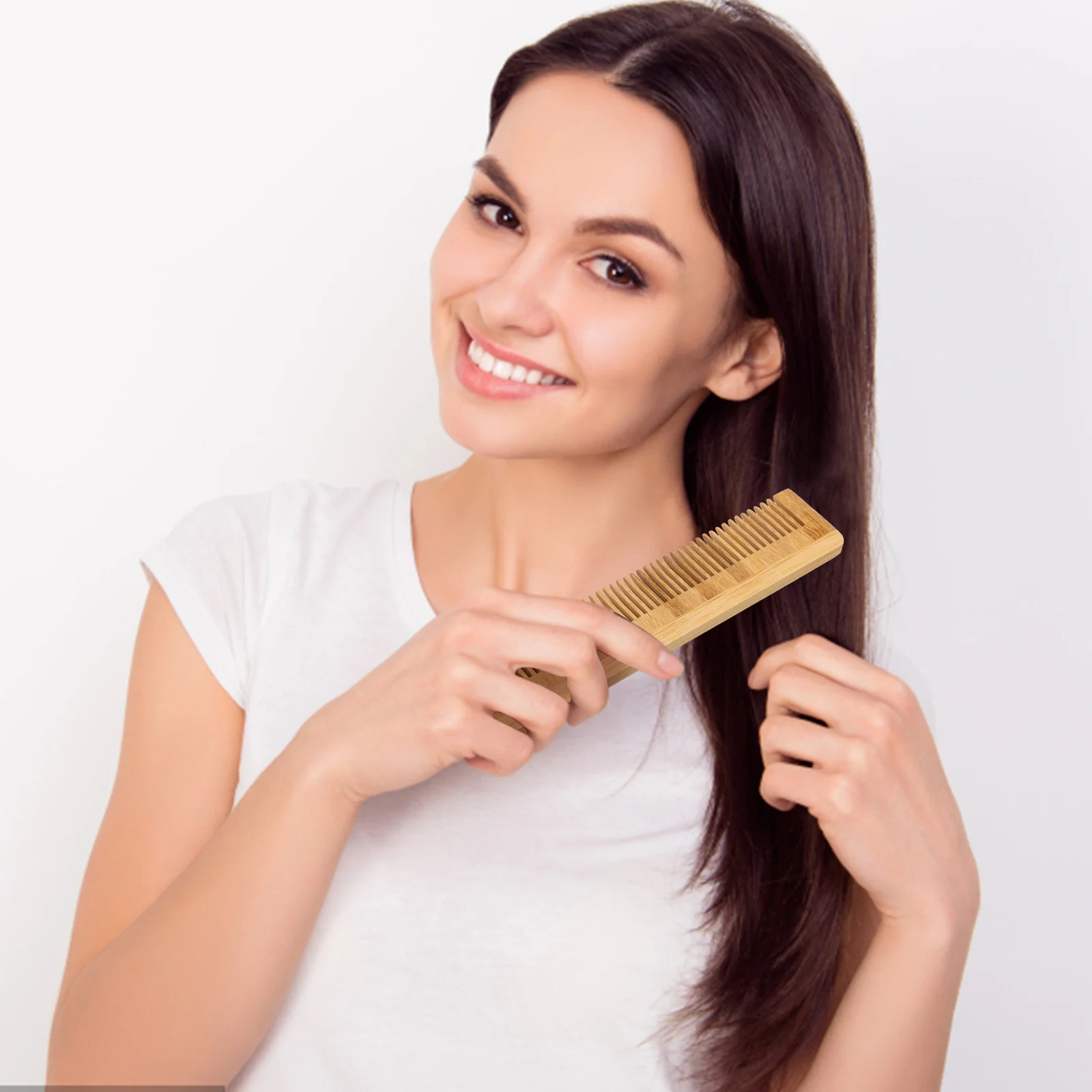 

5pcs Bamboo Comb Handmade Wooden Hair Detangler Anti-Static Fine Tooth Wood Massage Comb For Men Women Wavy Straight Hair