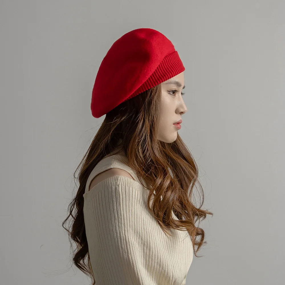 Winter Hats For Women Beret Knitted Wool Deep Brim Keep Warm Large Size Painter Cap Female Casual Fashion New Beanies Vintage