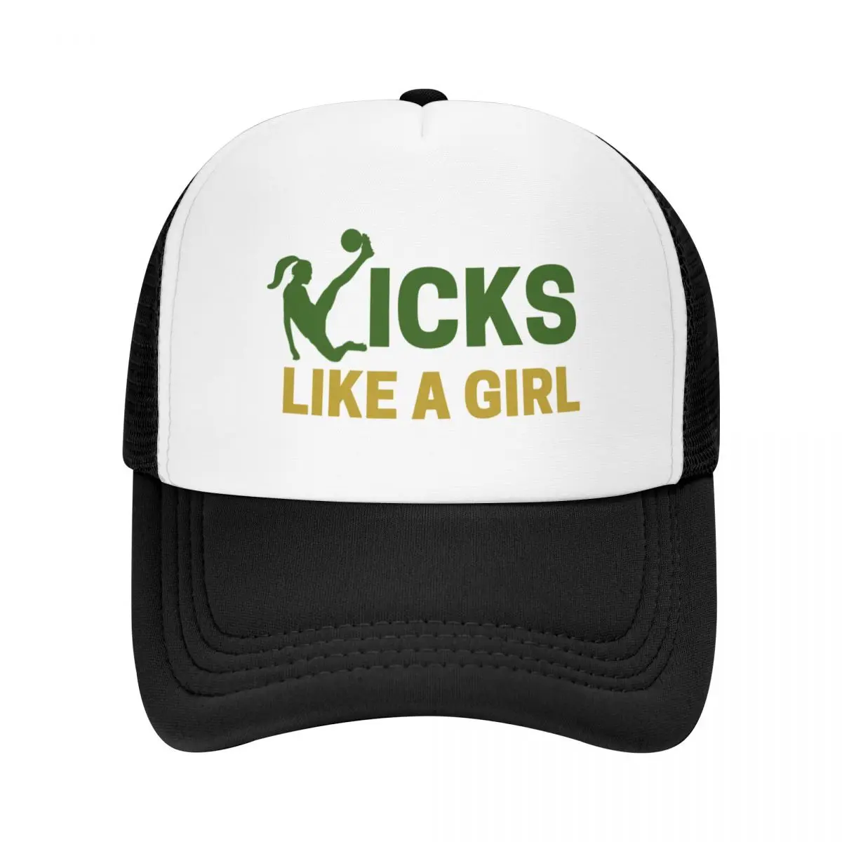 Kicks Like A Girl - Berretto da baseball verde e oro Dropshipping Cappello da uomo di lusso Cappello da uomo Cappello rigido di lusso Donna di lusso da uomo