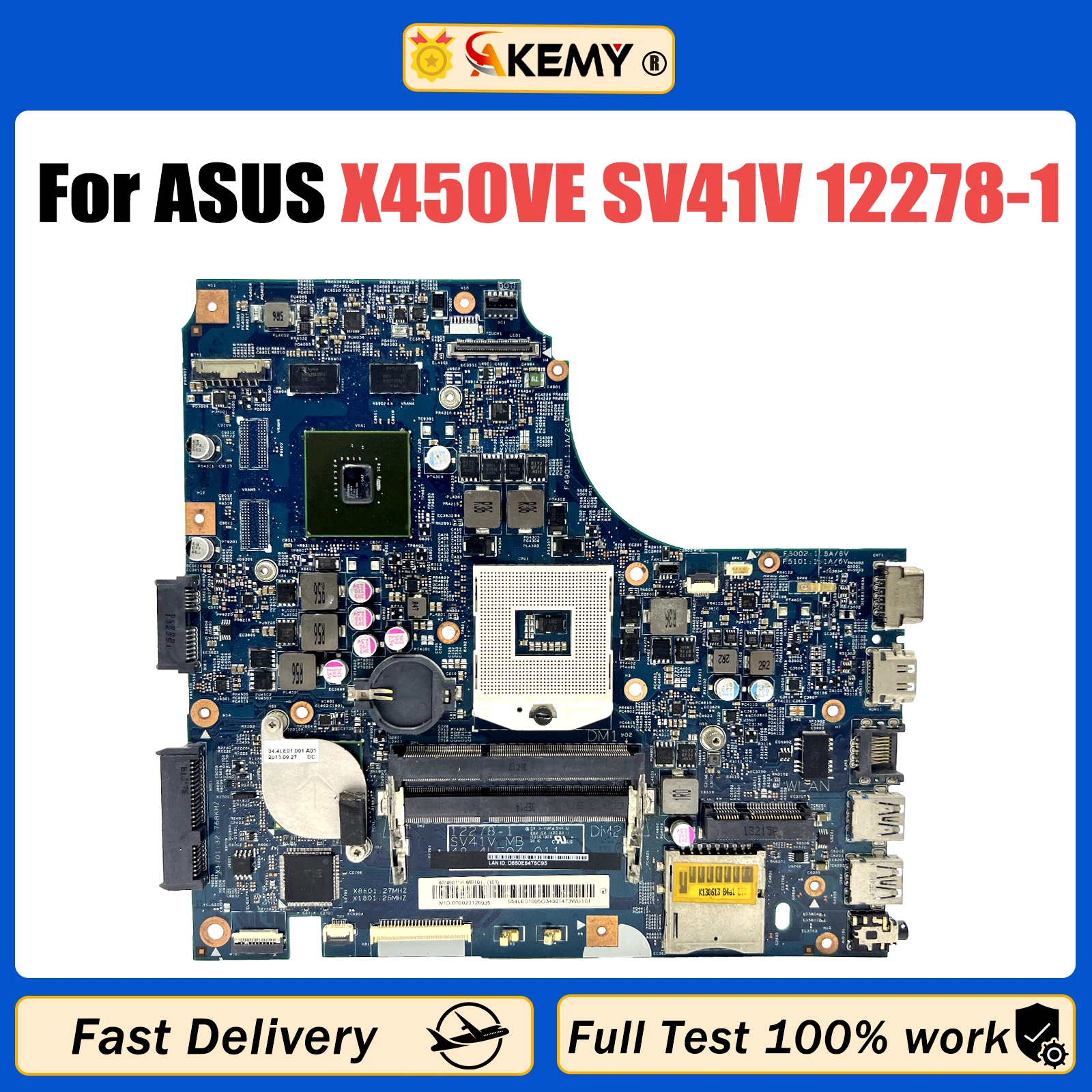 

AKEMY For ASUS X450VE SV41V D451V Laptop Motherboard 12278-1 GT720M Notebook Mainboard 100% Test OK