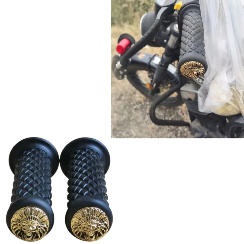

Non-slip 22mm Rubber Grips Vintage Brass Motorcycle Handlebar Classic Motorbike Waterproof Throttle Cover for Harley Accessories