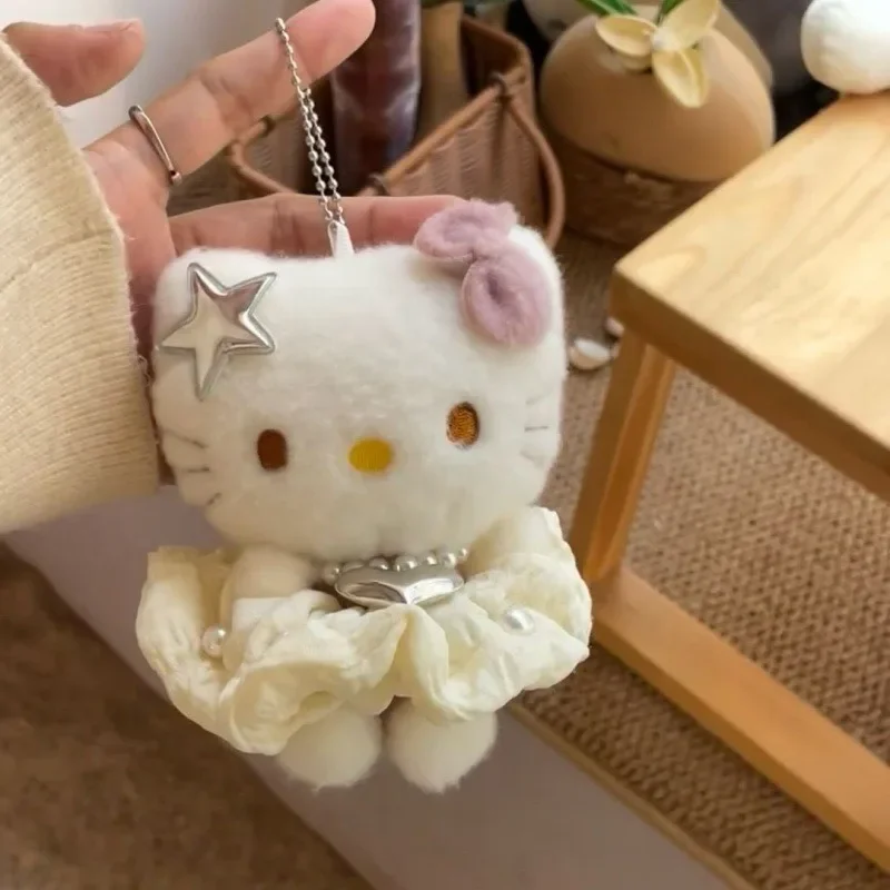 Sanrio Hello Kitty Plush Doll Cute  KT Cat Plushies Fashion Girl&Child  Backpack Pendant Key Ring Toys Kawaii Holiday Gifts