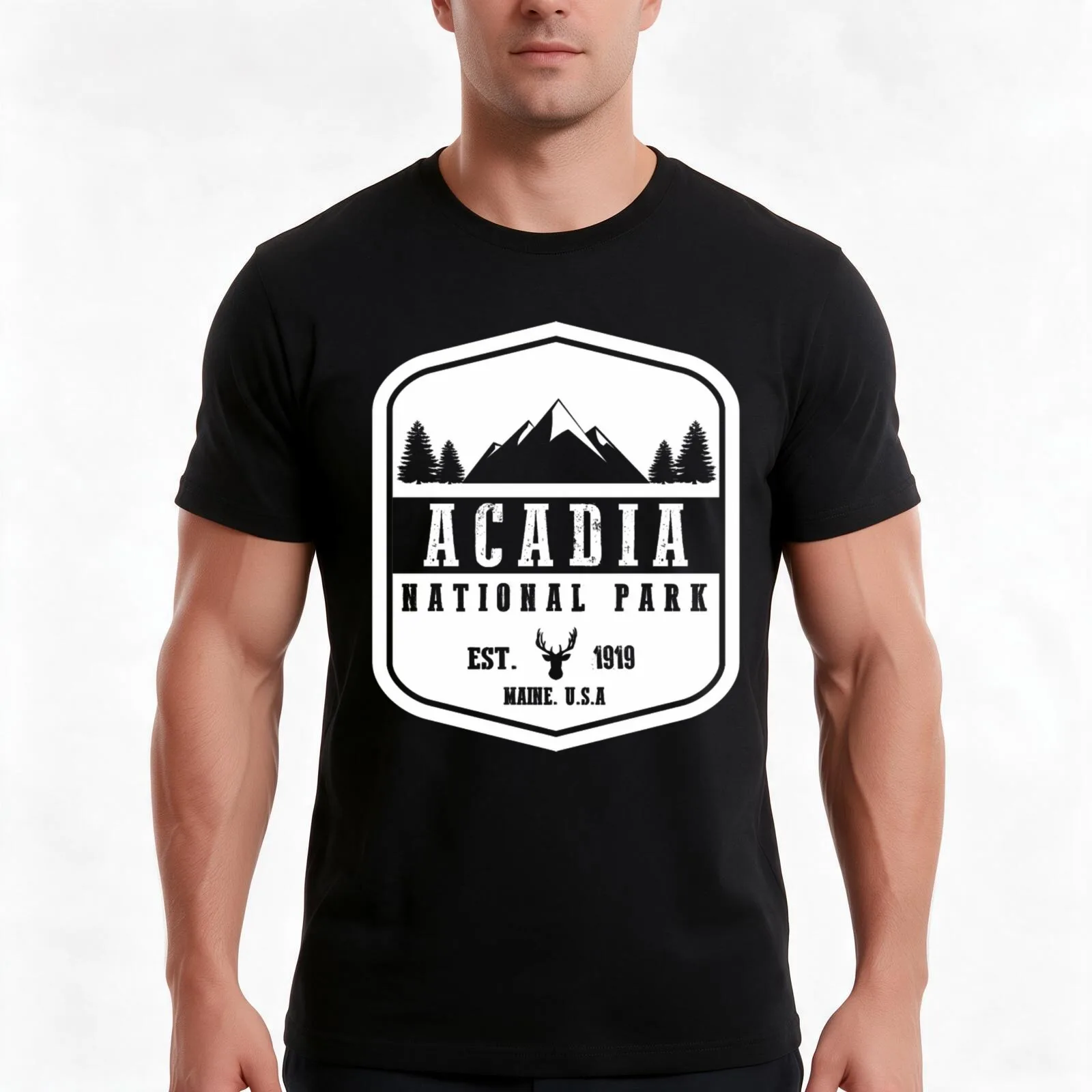 Acadia National Park T-Shirt Summer Casual Cotton Tee Oversized Streetwear Tops Vintage Graphic Print Loose Fit Short Sleeve