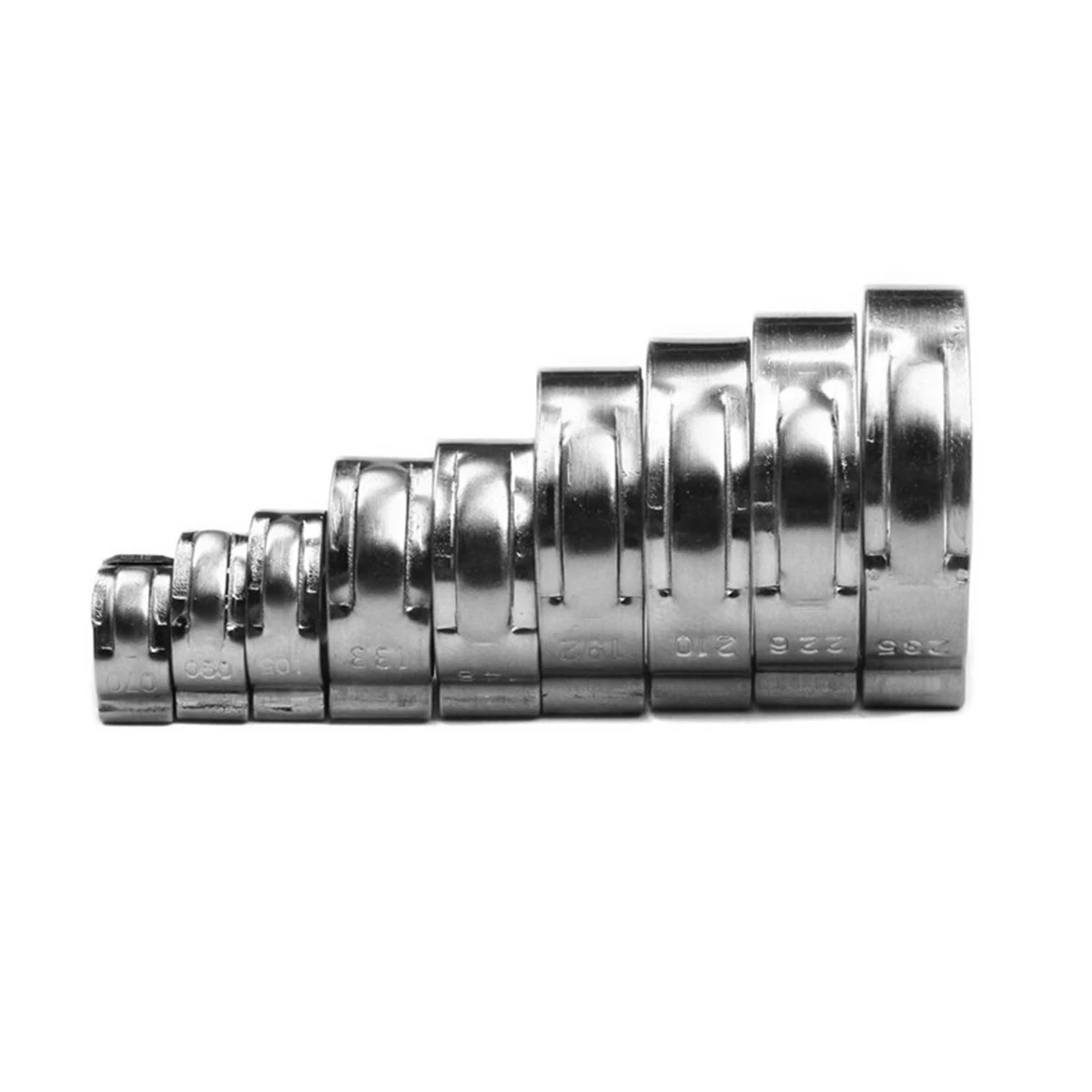 AFOURT-130Pcs Single Ear Stepless Hose Clamps Set 7-21Mm 304 Stainless Steel Hose Clamps With Hose Clip Clamp Pliers