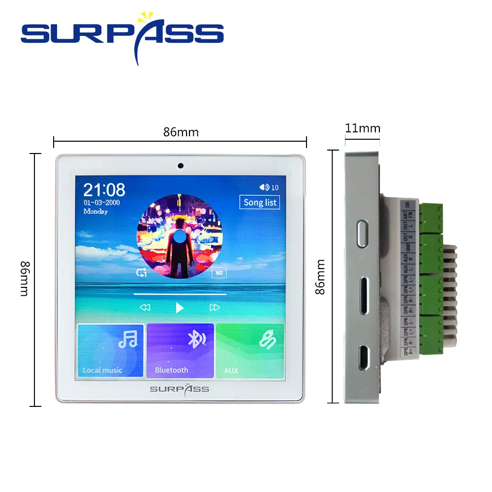 SURPASS Touch Screen Remote Control Multi Room Stereo Smart Home Audio System Wireless Blue Tooth Music In Wall Amplifier