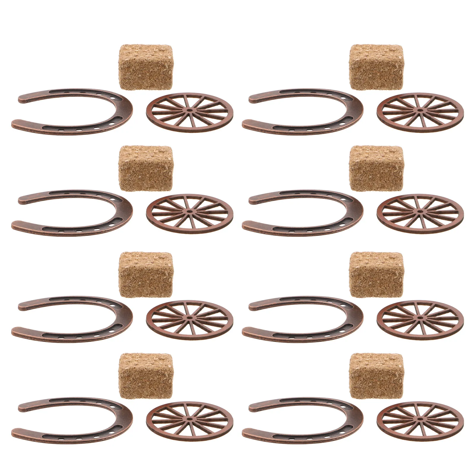 8Sets Horseshoe Western Party Decorations Mini Hay Birthday Cowboy Party Supplies Rustic Wagon Wheel Wall Farmhouse Decor - view 3