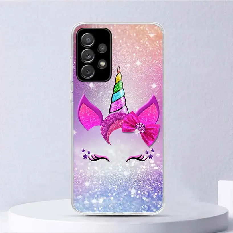 Pink Unicorn Rainbow Soft Case For Samsung Galaxy A51 A71 A50 A70 A21S Phone Cover A30 A20E A10 A31 A41 A6 A7 A8 A9 Shell Coque