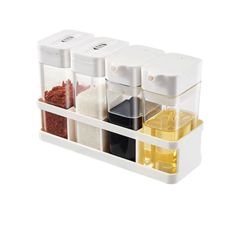 

seasoning box, oil pot combination storage and finishing, sealed moisture-proof seasoning bottle, four-grid seasoning jar