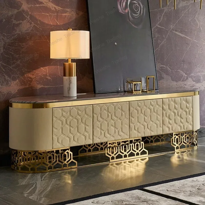 

TV cabinet light luxury marble clad locker, designer locker