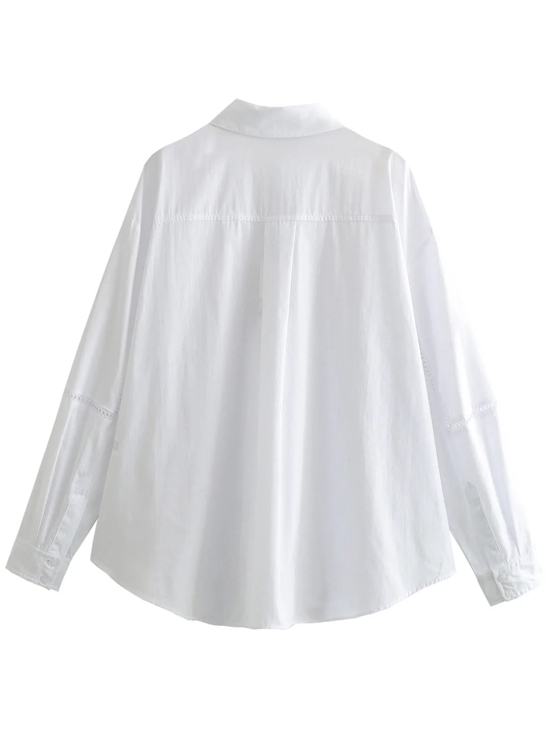 Lace Trim Loose White Shirt Long Sleeve Top Clothes For Women 2024 Turn Down Collar Button Up Shirt Ladies Casual Shirts Tops