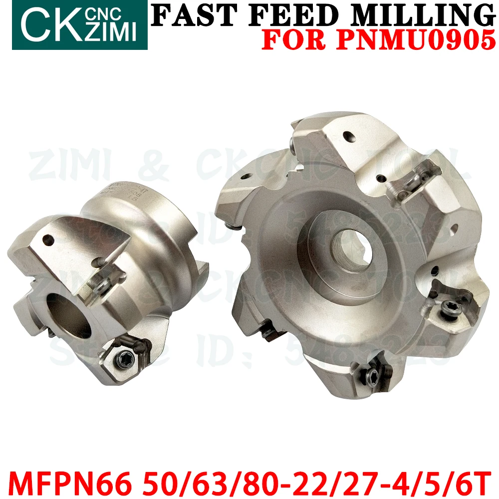 MFPN66 50-22-4T 63-22-5T 80-27-6T Right angle milling cutter fast feed face milling cutter Indexable tools for PNMU0905 inserts