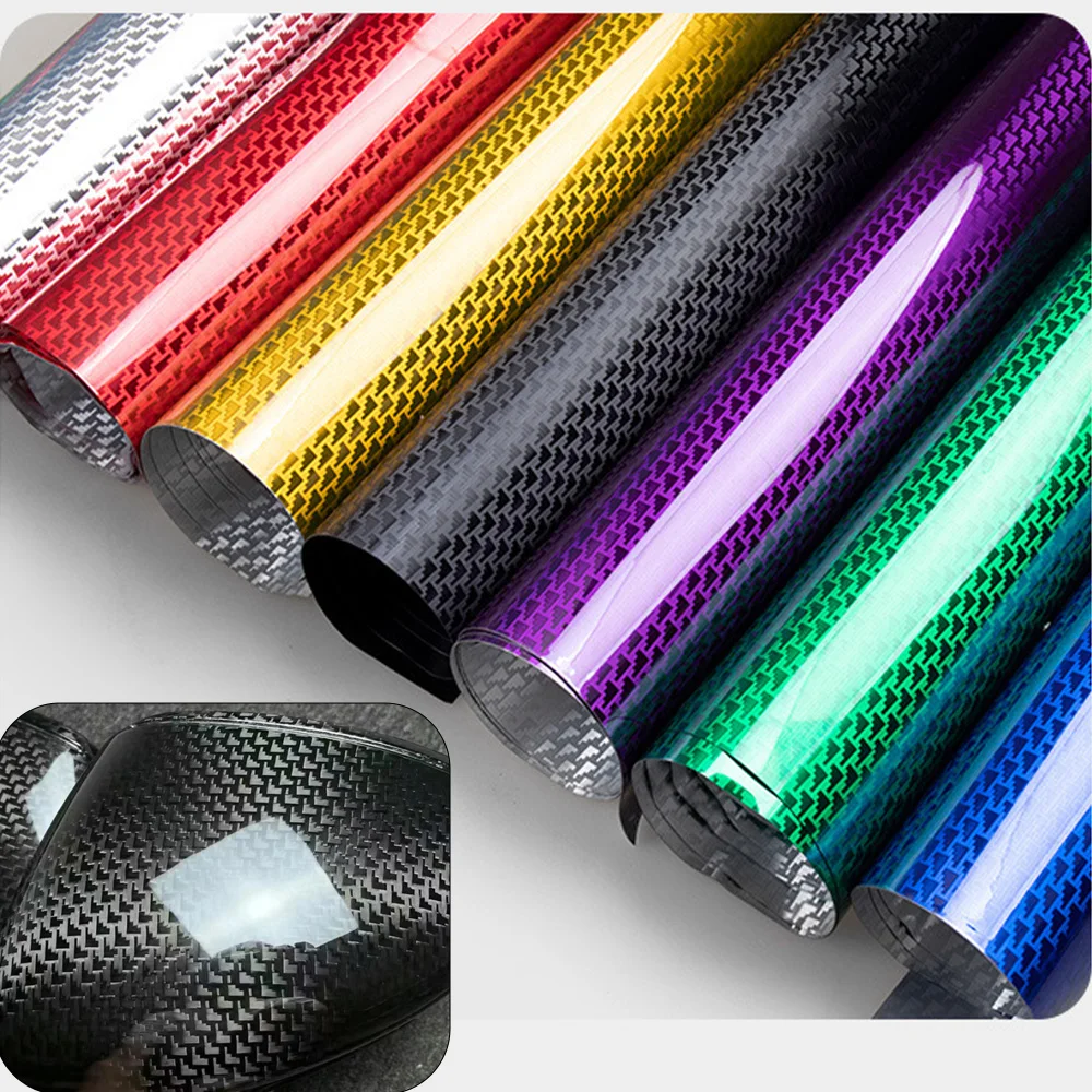 PET Car Carbon Fiber Sticker Auto Color Changing Film Car Decals Aircraft Pattern DIY Plated Carbon Fiber Sticker