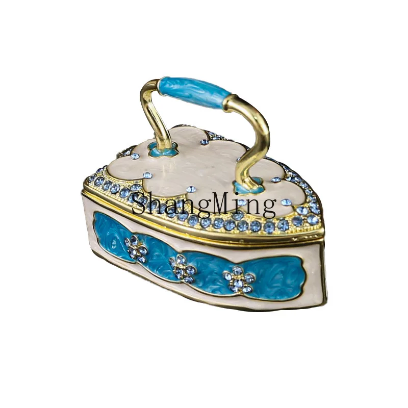 

PYH Creative Iron Jewelry Box Household Ornament Dressing Table Earrings Ring Storage Box Jewelry Flip Box Jewelry