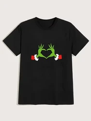 Grinch Heart Tee,Print T-Shirt for Men's Casual Crew Neck Short-Sleeve Fashion Summer T-Shirts Tops,Regular and Oversize