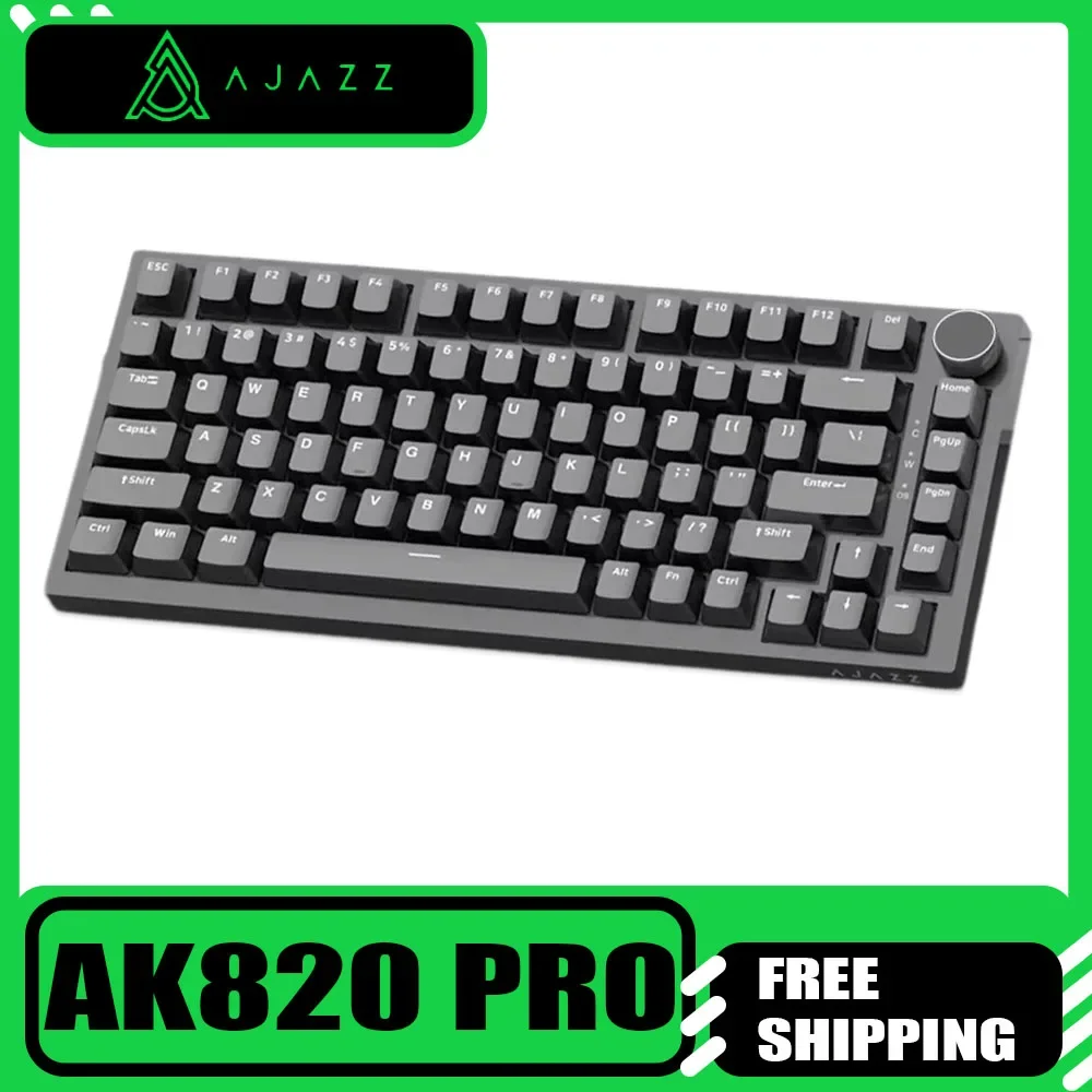 

Механическая клавиатура Ajazz Ak820 Pro с многофункциональной ручкой, умный экран, трехрежимная беспроводная клавиатура с низкой задержкой, горячая замена, RGB ПК