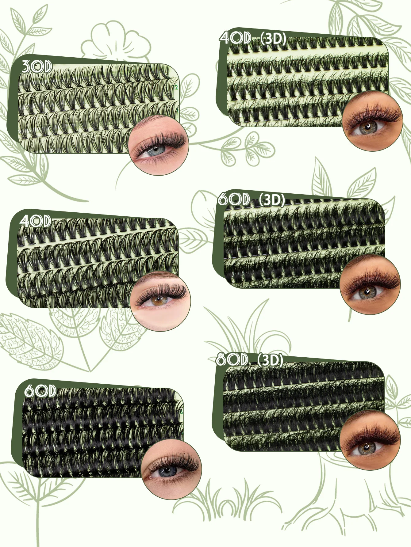 30-100D DIY Fluffy Eyelash Clusters Kit Thick Volume Wispy Individual Eyelashes Cluster Extensions With Bond and Seal Remover