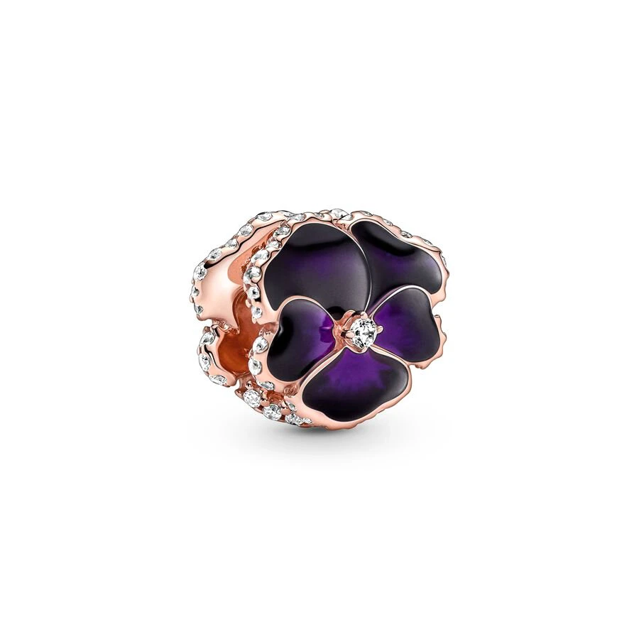 Neuer Bestseller: Roségold Familienbaum-Herz-Stiefmütterchen-Anhänger, Rosa Gänseblümchen-Clip-Perle, passend für Original-Silberarmband und -Halskette, DIY-Schmuckgeschenk
