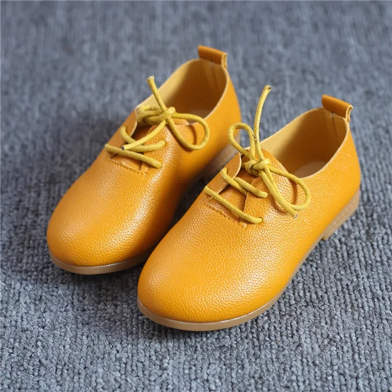 Mumoresip 2022 Hot Sale Spring Summer Girls Shoes Soft PU Leather Casual Flats For Toddlers Big Kids Lace-up Children Sneakers