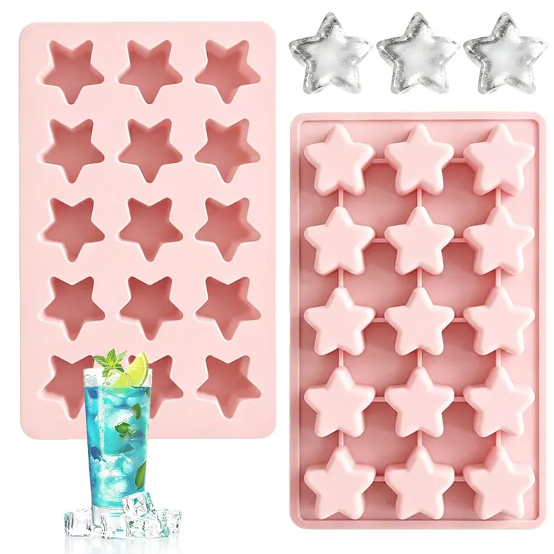 1/2/3pcs Star Silicone Ice Cubes Trays, Baking Molds, Easy-Release Reusable Ice Maker Tray for Drinks Ice Cream Chocolate Mold
