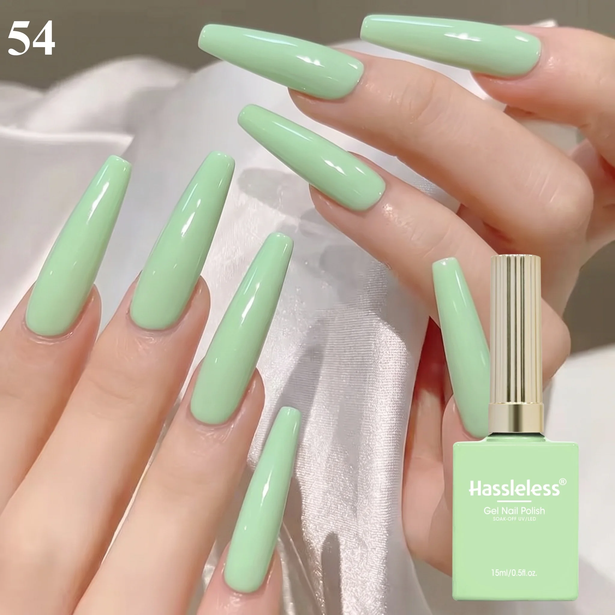 Hassleless 0.5 oz Macaron Mint Green Nail Gel is a fantastic surprise gift. The durability can last up to 28 days, and it is not prone to peeling or lifting