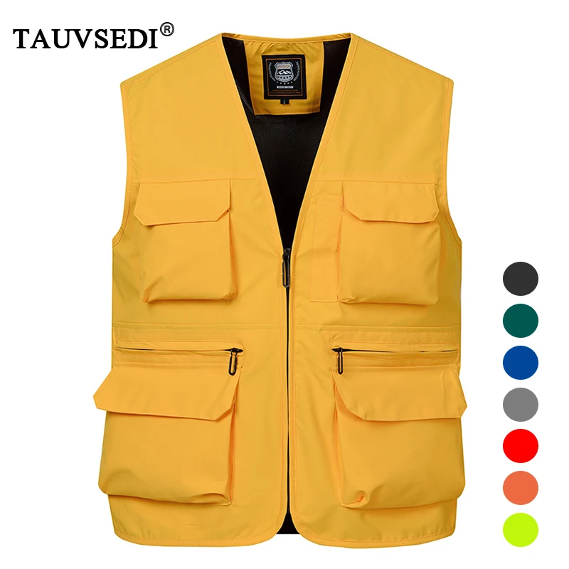 Autumn Men Breathable Outdoor Fishing Sleeveless Vests Coats Man Multi Pocket Cargo Vest Male Jogger Military Cardigan Waistcoat