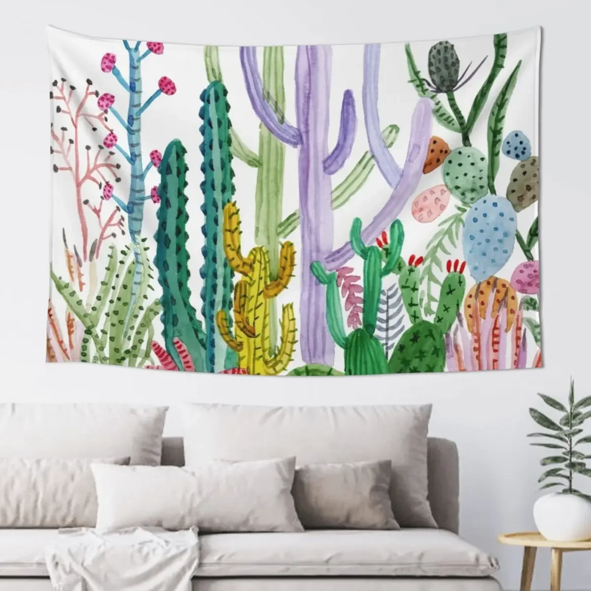 

Watercolor Cacti Tapestry Home Supplies Wall Decorations Anime Decor Wall Hanging Decor Tapestry
