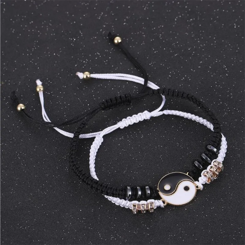 1 Pc coppia braccialetto cinese retrò Tai Chi Gossip Banish Bad Luck corda intrecciata a mano BFF Best Friend Friendship Jewelry