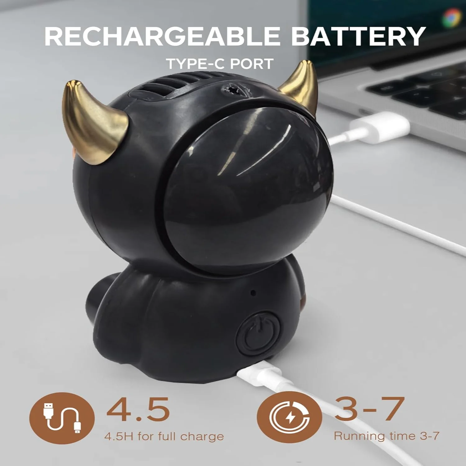 Ventilator, draagbare nekventilator, schattige handventilator, oplaadbare ventilator op batterijen, wind met 2 snelheden, bladloos ontwerp, prachtige verschijning