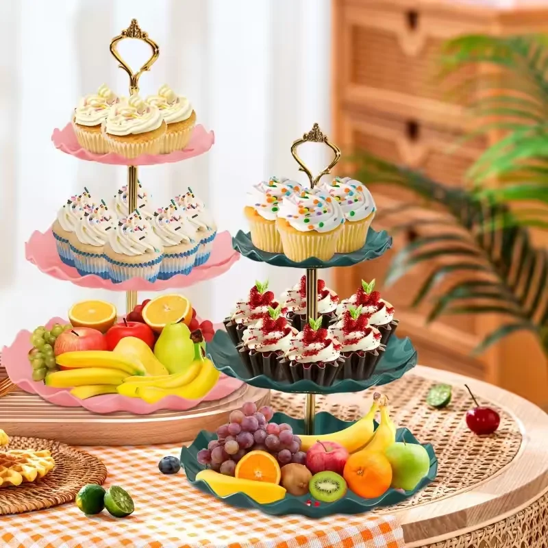 3-Layer Cake Rack Fruit Rack Luxury Nordic Style Dessert Snack Candy Buffet Stand Wedding Dim Sum Plate Wedding Candy Display