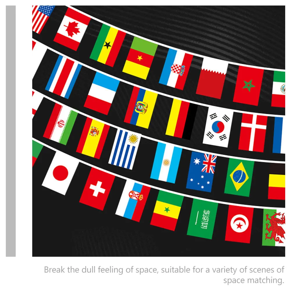 

32 Countries Flags String Banner 14x21cm 10m Hanging Bar Ceiling Football Cup String Flag International