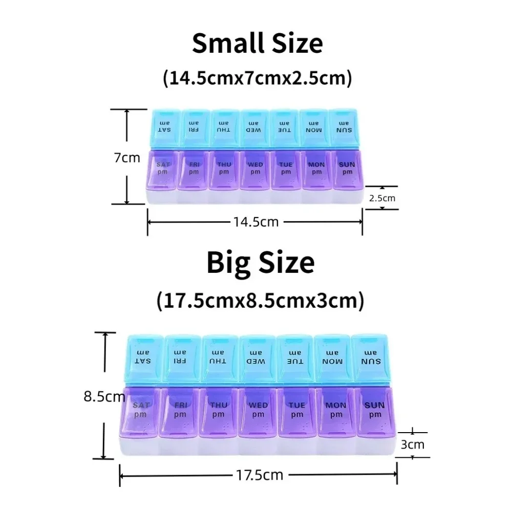 New Hot Portable Premuim Weekly Pill Organizer Case Box Storage Container 7 Day 2 Times 14 Grids for Vitamin Medicine Fish Oils image 5