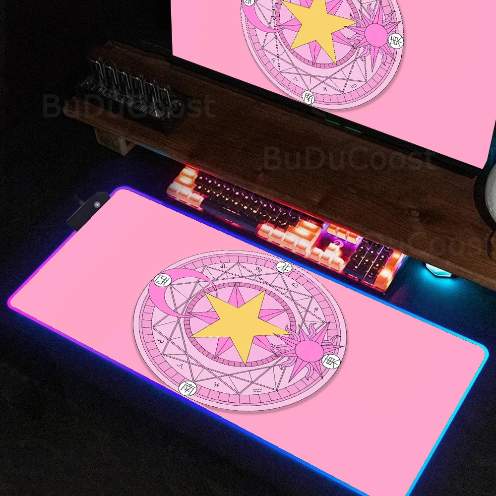 Sakura Cardcaptor variedad Sakura Anime impresión de alta definición tamaño XXL alfombrilla de ratón RGB retroiluminación Accesorios de ordenador alfombrilla de ratón