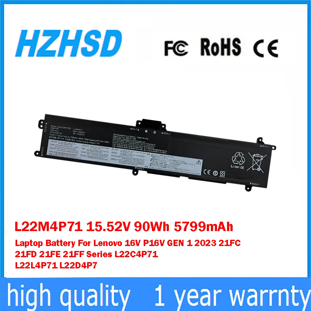 

L22M4P71 15.52V 90Wh 5799mAh Laptop Battery For Lenovo 16V P16V GEN 1 2023 21FC 21FD 21FE 21FF Series L22C4P71 L22L4P71 L22D4P7