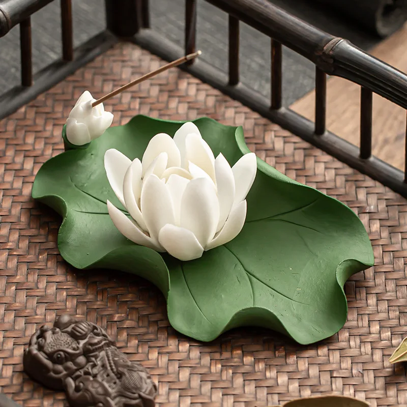 

Creative Handmade Lotus Thread Incense Insert Tea Ceremony Decoration Zen Base Holder Ceramic Home Aroma Diffuser Burners Decor